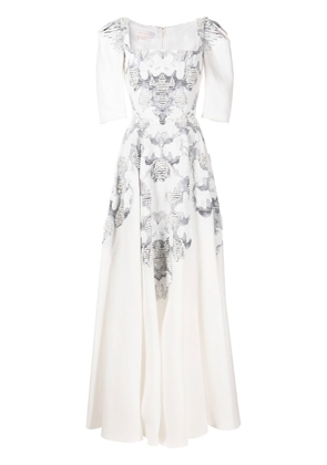 Saiid Kobeisy beaded evening dress - White