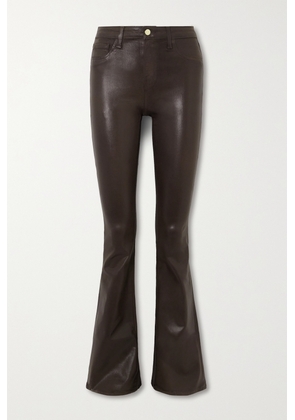 L'AGENCE - Marty Coated High-rise Flared Jeans - Brown - 23,24,25,26,27,28,29,30,31