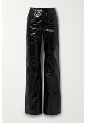 The Frankie Shop - Bonnie Croc-effect Faux Leather Straight-leg Pant - Black - x small,small,medium,large,x large