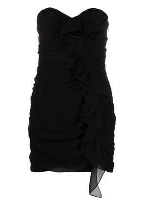 Alessandra Rich ruffle-trim silk minidress - Black