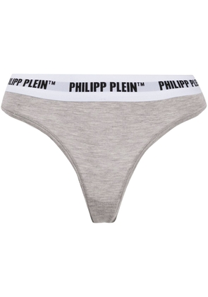 Philipp Plein logo embroidered thong - Grey
