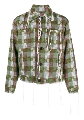 Andersson Bell checked fringe-detail shirt jacket - Green
