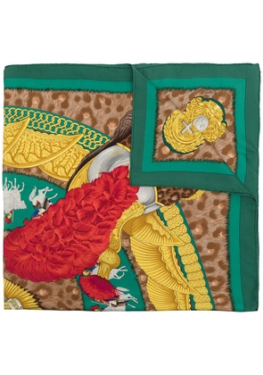 Hermès 1990s pre-owned Casques et Plumets silk scarf - Green