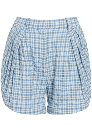 Rosie Assoulin plaid-check tailored seersucker shorts - Blue