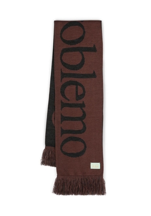 Aries slogan intarsia-knit fringed scarf - Brown