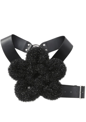 Noir Kei Ninomiya floral-appliqué adjustable-strap braces - Black
