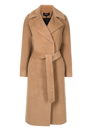 Paule Ka brushed-effect belted coat - Brown