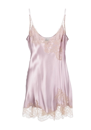Carine Gilson babydoll lace-trim slip nightdress - Purple