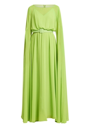 Badgley Mischka cape-design belted dress - Green