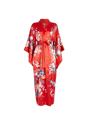 Meng Exclusive Long Silk Floral Kimono