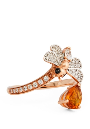 Bee Goddess Rose Gold, Diamond And Citrine Honeycomb Ring (Size 13)