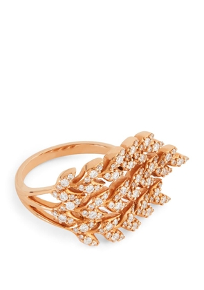 Bee Goddess Rose Gold And Diamond Wheat Ring (Size 54)