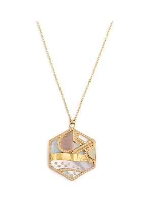L'Atelier Nawbar Yellow Gold, Diamond And Mother-Of-Pearl Biladi Pendant Necklace