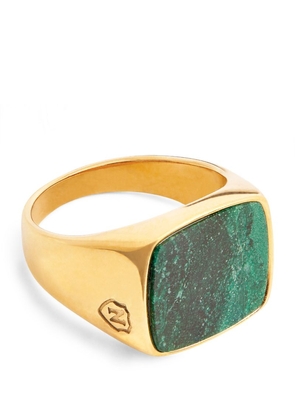 Nialaya Jewelry Gold-Plated Jade Signet Ring