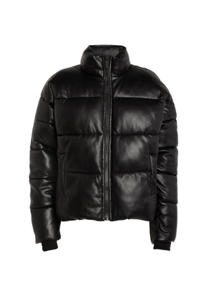 Good American Faux Leather Puffer Jacket