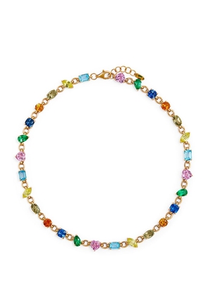 Nadine Aysoy Yellow Gold And Mutlicoloured Gemstone Rainbow Necklace
