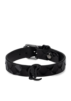 Christian Louboutin Embossed Leather Cl Logo Bracelet