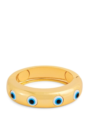 Timeless Pearly Gold-Plated Evil Eye Bangle