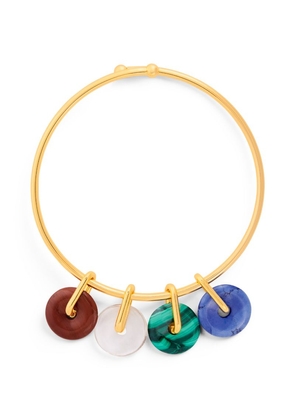 Timeless Pearly Gold-Plated Doughnut-Charm Hoop Necklace