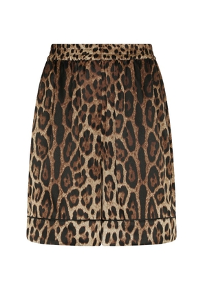Dolce & Gabbana Stretch-Silk Leopard Print Shorts