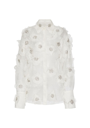Valentino Garavani Silk Floral-Appliqué Shirt