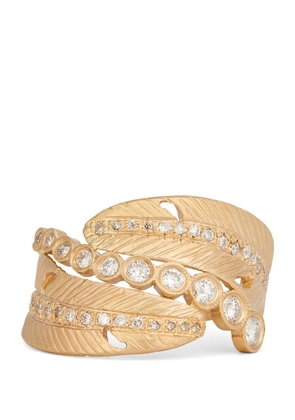 Jacquie Aiche Yellow Gold And Diamond Feather Wrap Ring