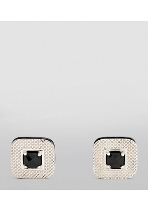 Tateossian Sterling Silver And Black Spinel Cufflinks
