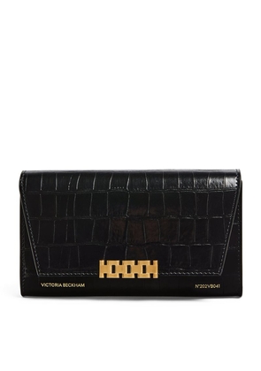 Victoria Beckham Croc-Embossed Leather Chain Wallet