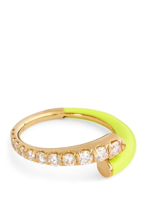 Melissa Kaye Yellow Gold, Diamond And Enamel Lola Ring