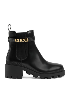 Gucci Leather Logo-Strap Ankle Boots 60