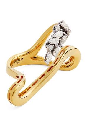 Yeprem Yellow Gold And Diamond Golden Strada Stackable Ring