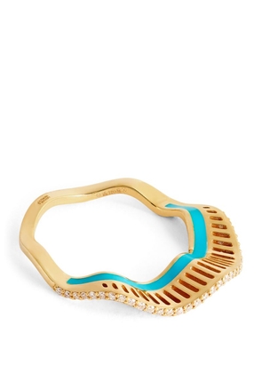 L'Atelier Nawbar Yellow Gold And Diamond Twisted Waves Ring