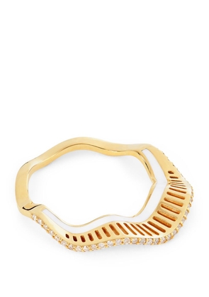 L'Atelier Nawbar Yellow Gold And Diamond Twisted Waves Ring