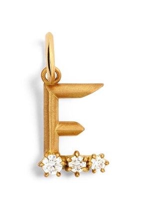 Jade Trau Yellow Gold And Diamond 'E' Letter Charm