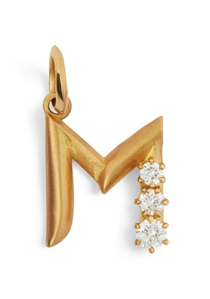 Jade Trau Yellow Gold And Diamond 'M' Letter Charm