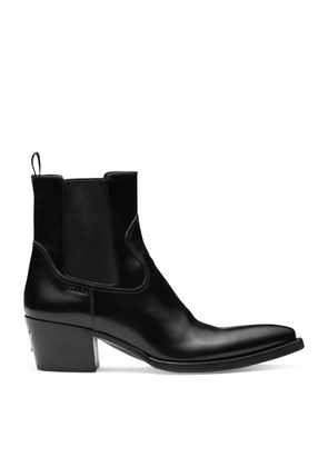 Prada Brushed Leather Ankle Boots 55