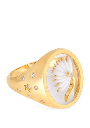 L'Atelier Nawbar Yellow Gold, Diamond And Mother-Of-Pearl Wared 2.0 Ring