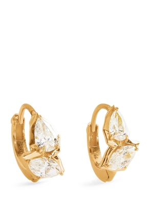 Jade Trau Yellow Gold And Diamond Poppy Huggie Earrings