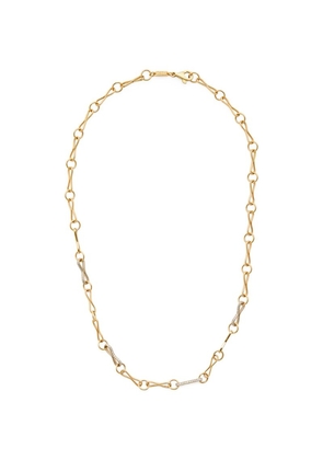 Azlee Yellow Gold, White Gold And Diamond Circle Link Chain Necklace