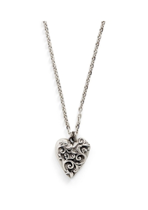 Emanuele Bicocchi Sterling Silver Ornamented Heart Necklace