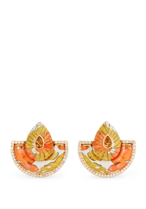 L'Atelier Nawbar Yellow Gold And Diamond Bond Street Fan Earrings