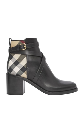 Burberry Leather Check Pryle Ankle Boots 70