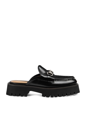 Gucci Leather Lug-Sole Horsebit Loafers