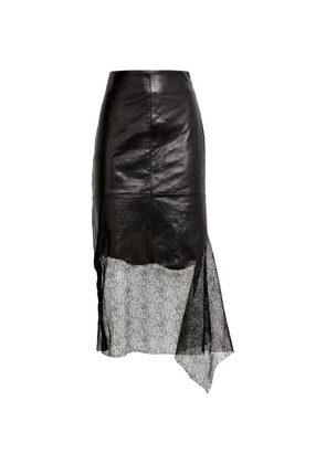 Helmut Lang Leather Asymmetric Midi Skirt