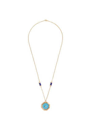 L'Atelier Nawbar Rose Gold, Diamond And Turquoise Amulets Of Light Necklace