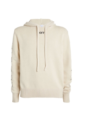 Off-White Cotton-Blend Knit Hoodie