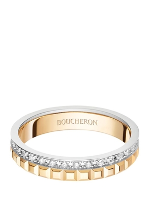 Boucheron Yellow Gold, White Gold And Diamond Quatre Wedding Band