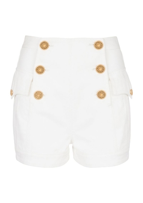 Balmain Button-Trim Denim Shorts