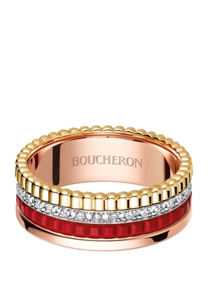 Boucheron Small Mixed Gold Quatre Red Ring
