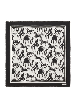 Balmain Silk Horse Print Scarf